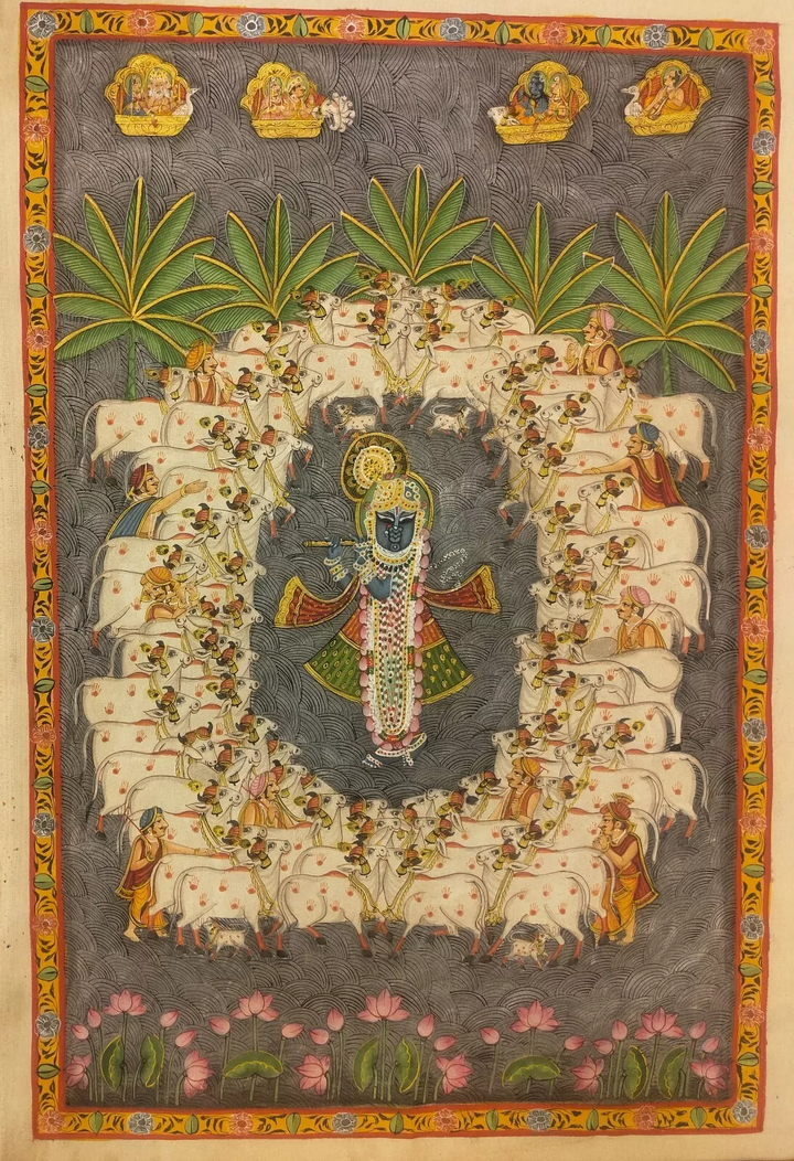 5x3 feet Authentic Jaipur Painting Shreenath ji Amavasya  | SHOBITAM