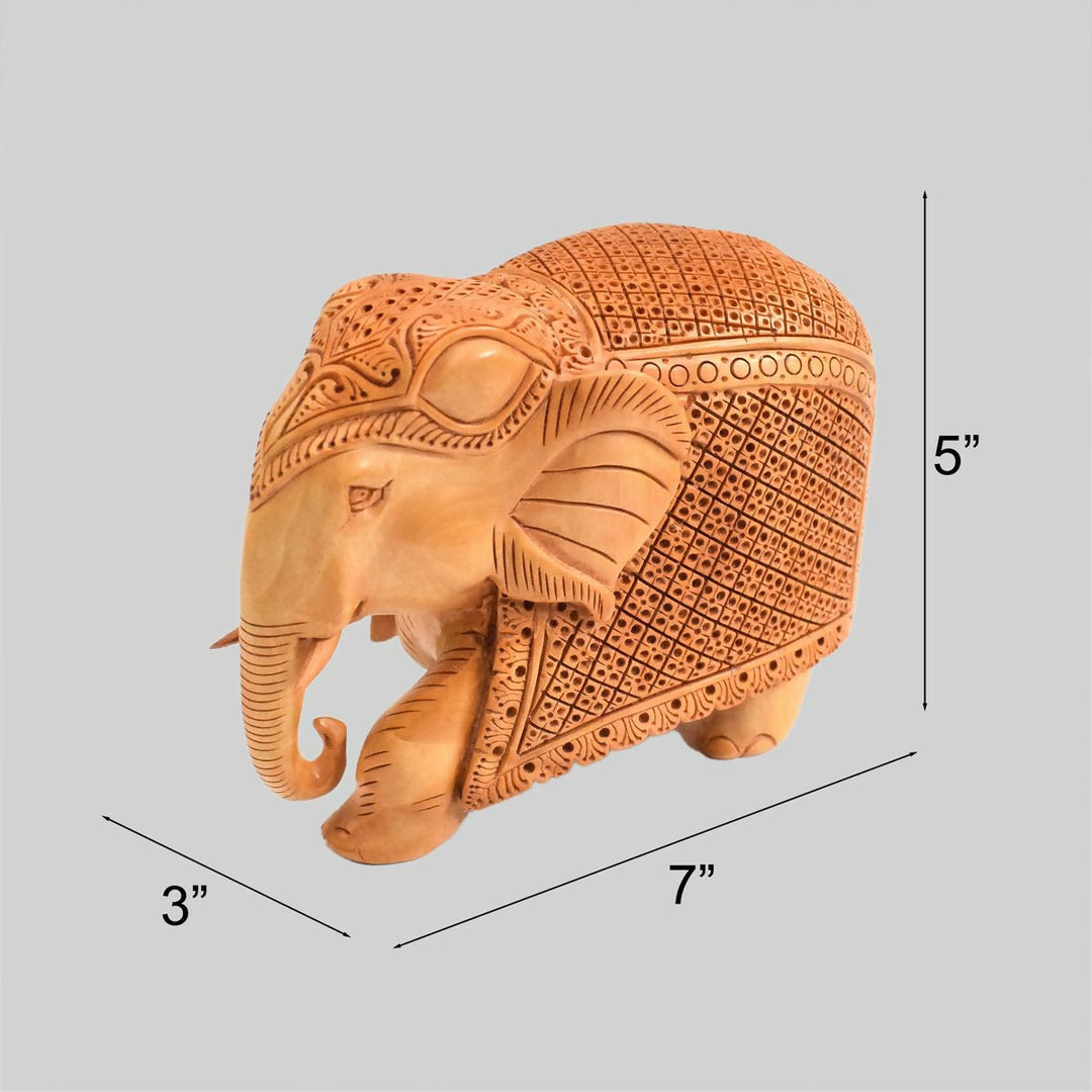 WHITE WOOD CARVING ELEPHANT 5*7*3 | SHOBITAM