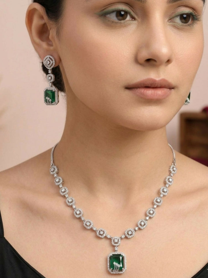 Classic American Diamond Necklace Set | SHOBITAM