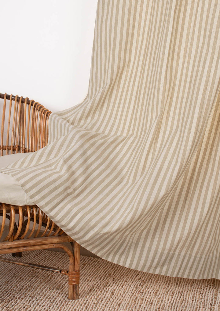 Loom 100% cotton Geometric pattern curtain for Living Room and Bedroom - Room darkening - Beige - Single Piece | SHOBITAM