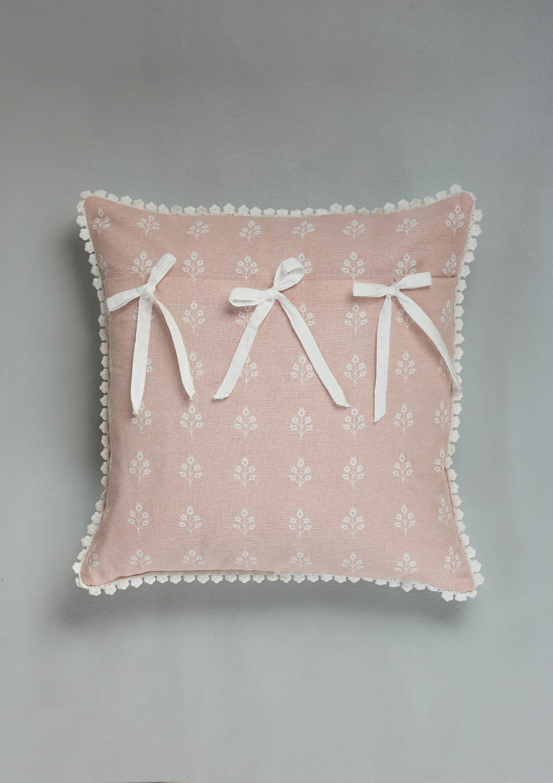 Lumi Pink Floral Printed 100% Cotton Cushion Cover For Sofa | SHOBITAM