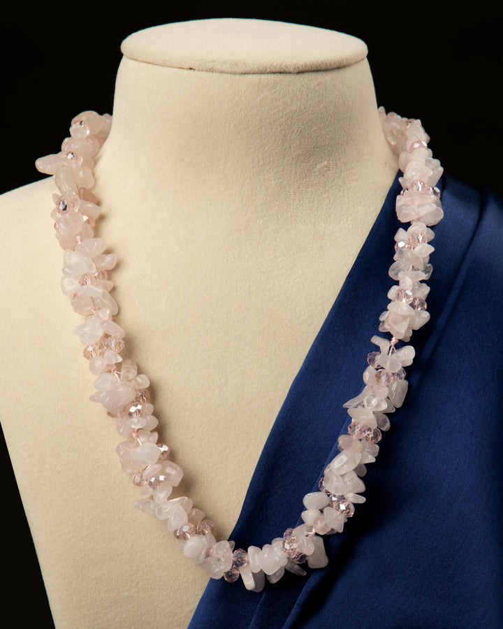 Gulab Noor- Natural Pink Agate & Crystal Mala | SHOBITAM