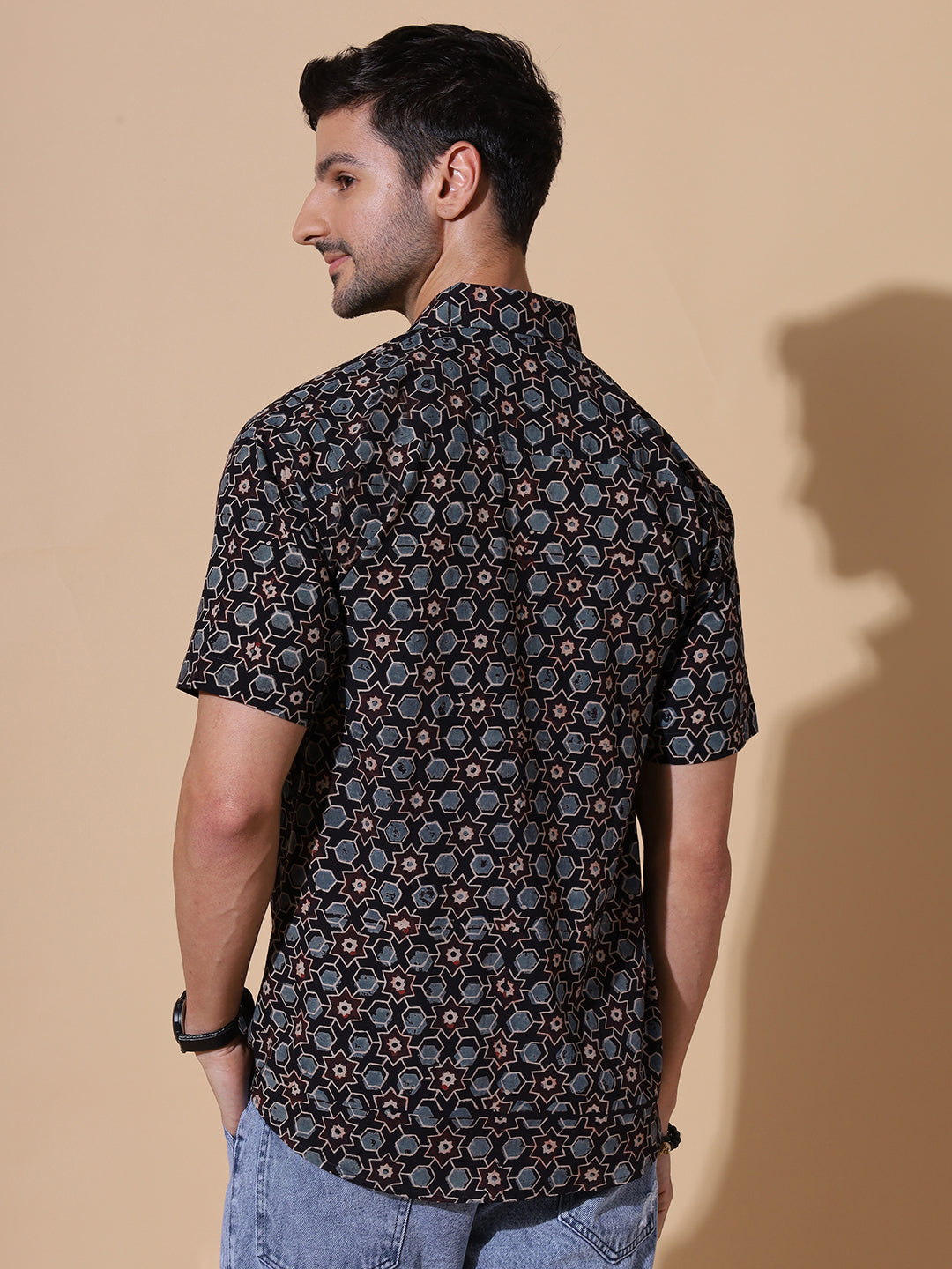 Black Ajrakh Edit Shirt For Men