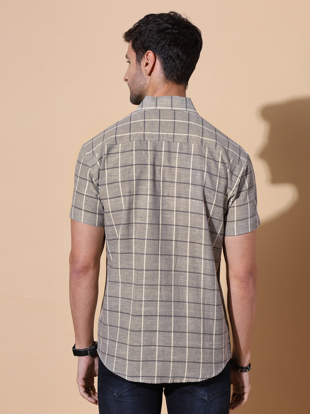 Aakash Pure Khadi Half Sleeve Cotton Shirt in Grey