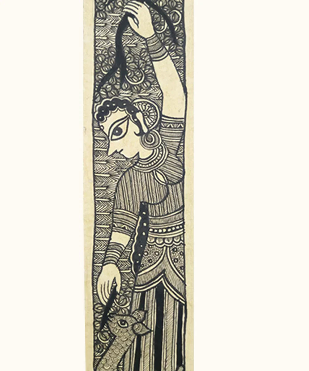 Madhubani Hand Painting on Handmade Paper | 3.5x22 Inch | Unframmed |SHOBITAM