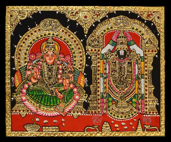 TANJORE PAINTING BALAJI SIDE LAKSHMI 10*12 | SHOBITAM
