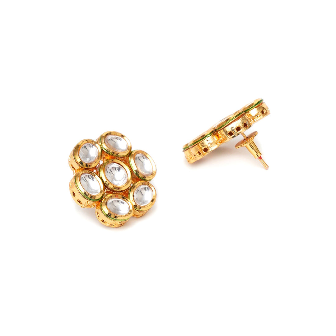 Kundan Round Maang Tikka with Studs | SHOBITAM