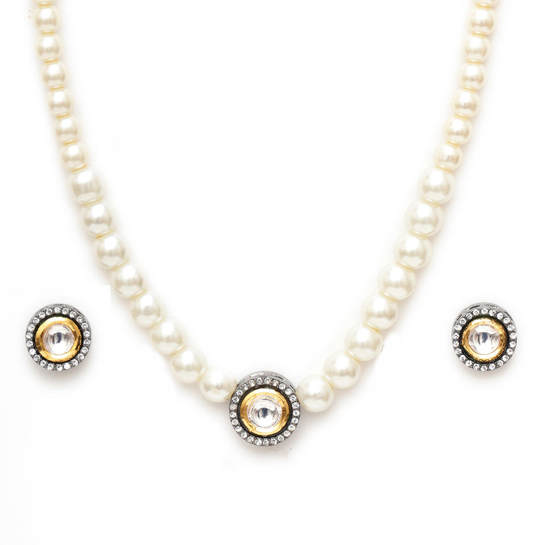 Kundan and Pearl Choker with Studs | SHOBITAM