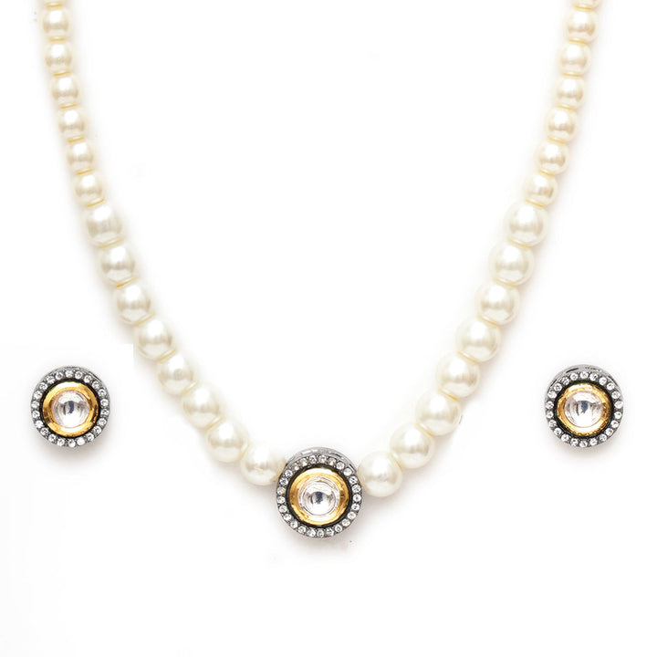 Kundan and Pearl Choker with Studs | SHOBITAM