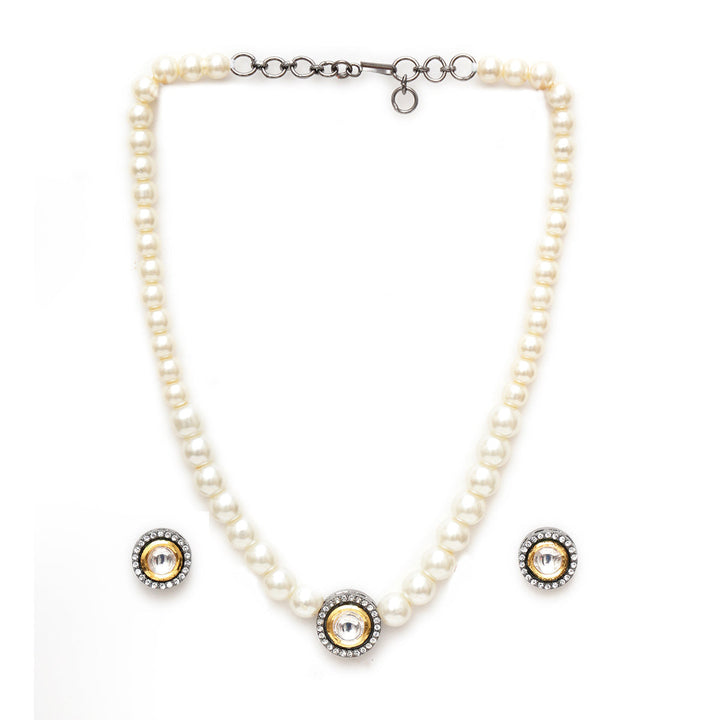 Kundan and Pearl Choker with Studs | SHOBITAM