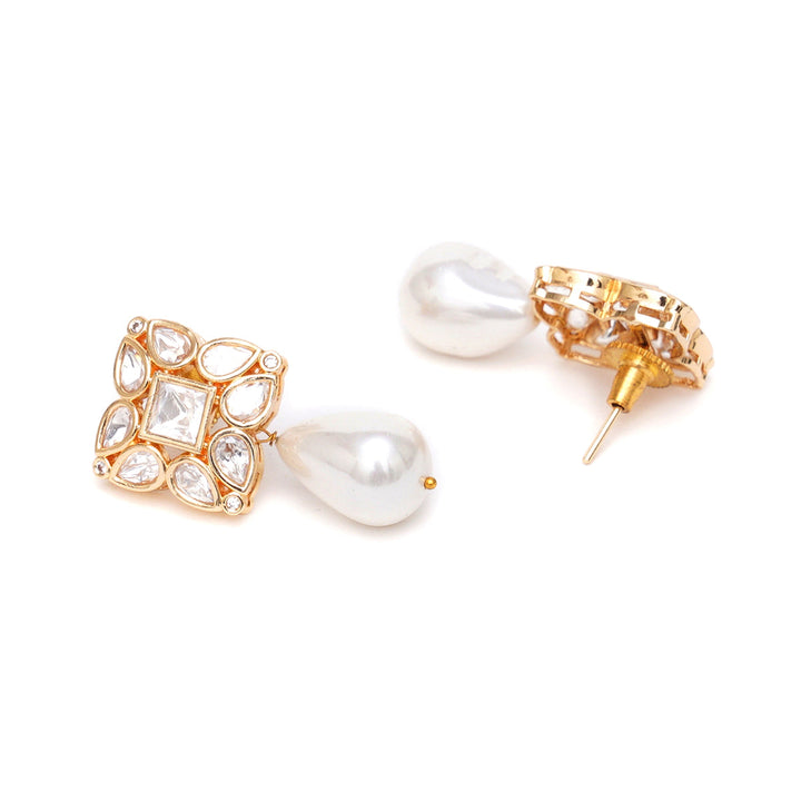 Kundan Studs with Pearl Drop | SHOBITAM