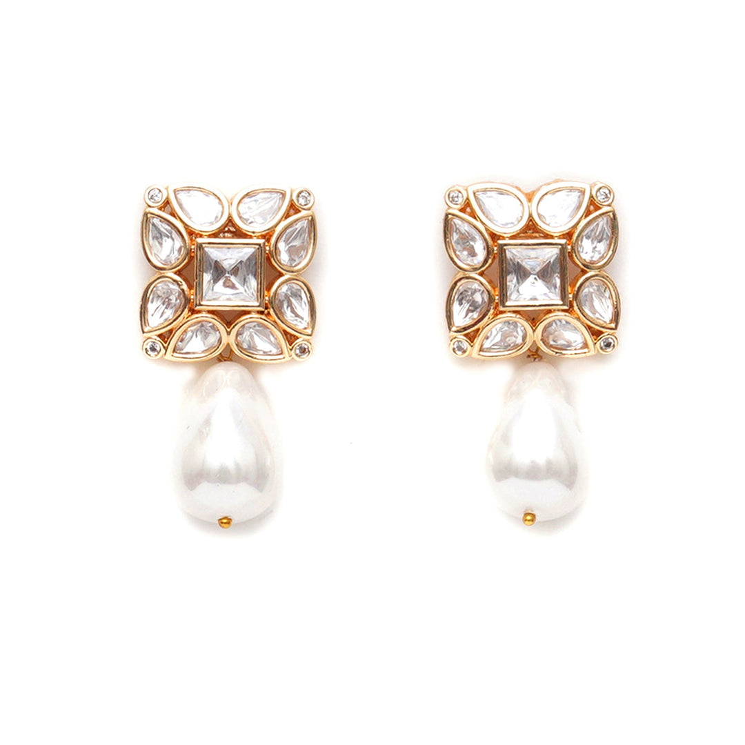 Kundan Studs with Pearl Drop | SHOBITAM