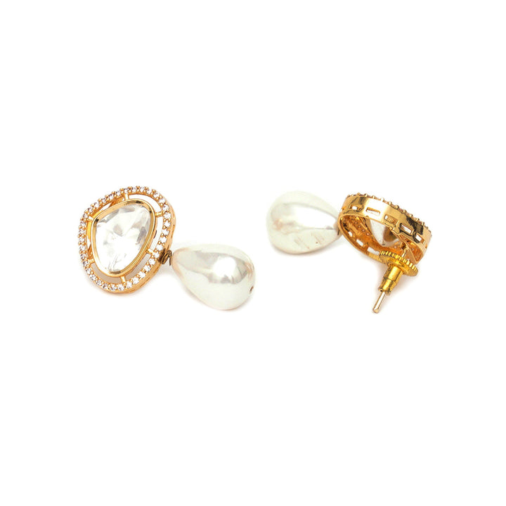 Kundan Studs with Pearl Drop | SHOBITAM