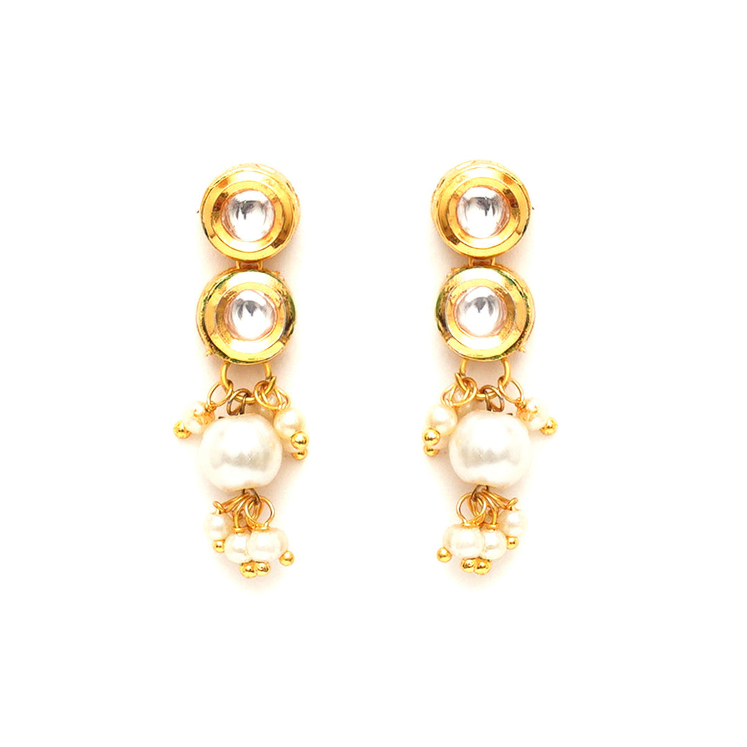 Women's Kundan Earrings with Pearl Drops | SHOBITAM