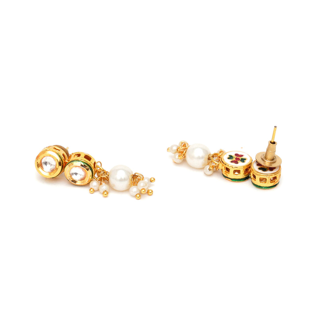 Women's Kundan Earrings with Pearl Drops | SHOBITAM