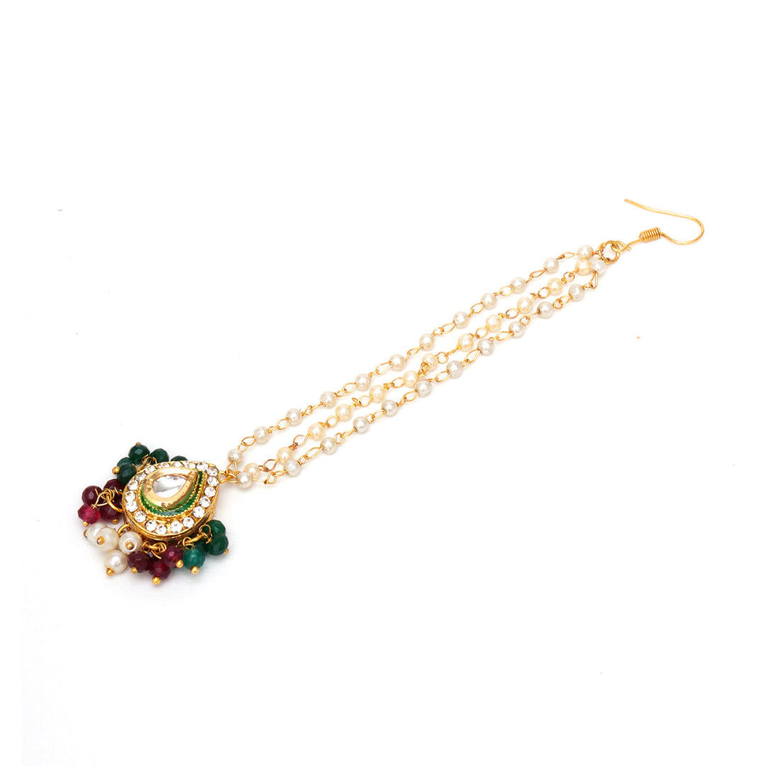 Women's Multi Stone Kundan Maang Tikka | SHOBITAM