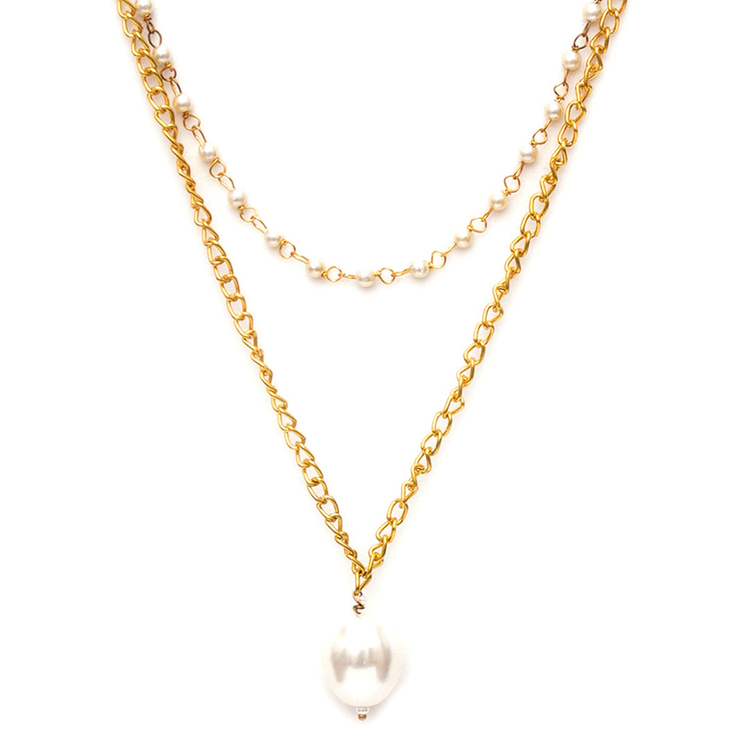 Layered Pearl and Gold Neckpiece | SHOBITAM