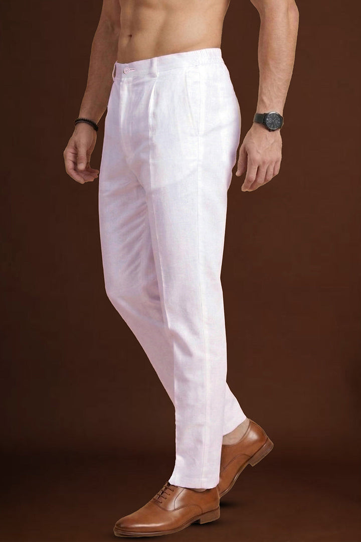 White Poly Silk Solid Ethnic Trouser | SHOBITAM