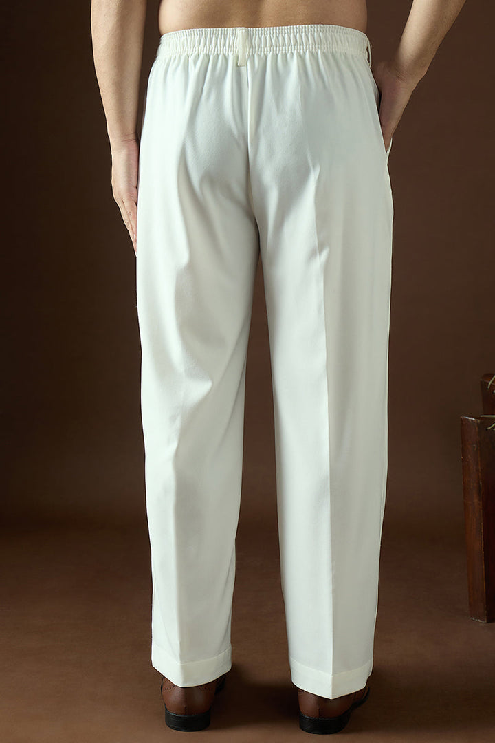 White Modal Solid Regular Korean Pant | SHOBITAM