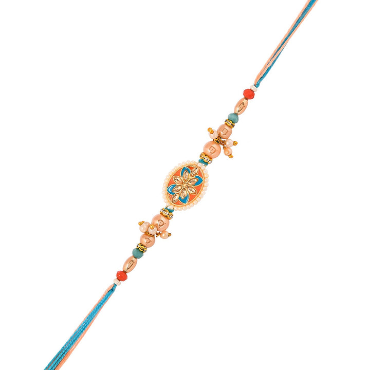 Jewelry Rakhi for Brother with Colorful Thread & White Pearls | SHOBITAM
