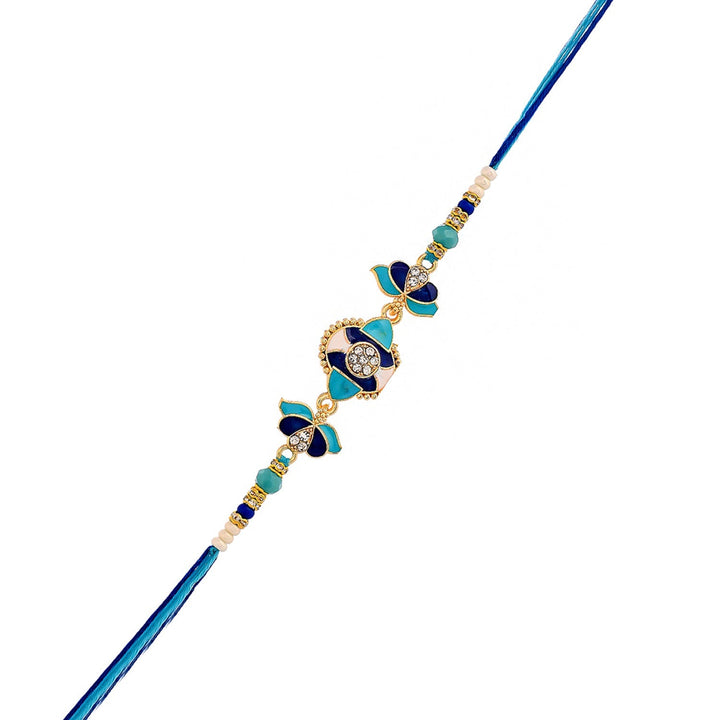Blue Enamelled And Beaded Men's Rakhi For Brother | SHOBITAM