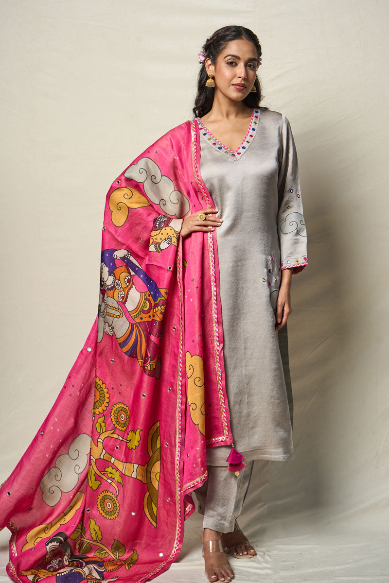 MEGHDOOT GREY KURTA + SALWAR (SET OF 2) | SHOBITAM