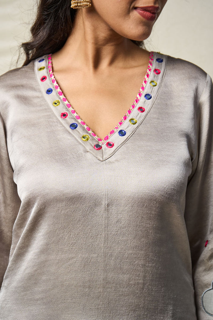 MEGHDOOT GREY KURTA + SALWAR (SET OF 2) | SHOBITAM