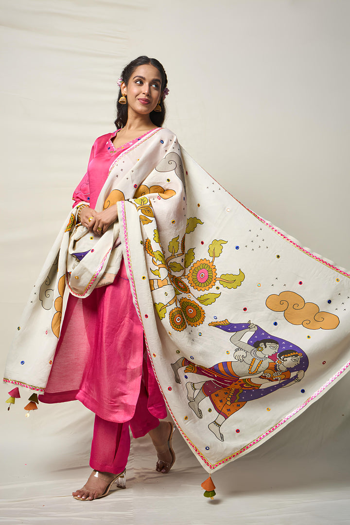 MEGHDOOT WHITE DUPATTA | SHOBITAM