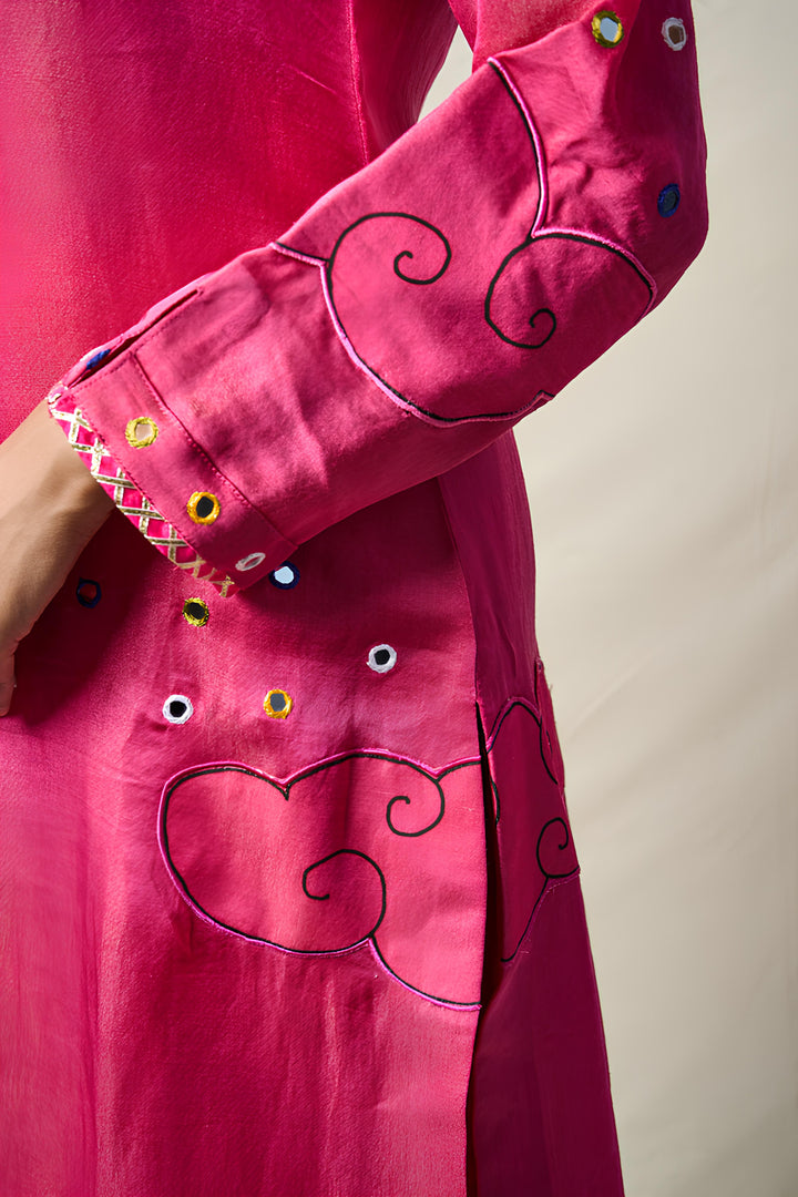 MEGHDOOT PINK KURTA + SALWAR + DUPATTA (SET OF 3) | SHOBITAM