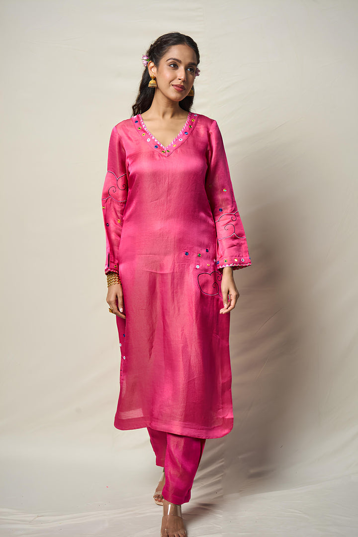 MEGHDOOT PINK KURTA + SALWAR ( SET OF 2) | SHOBITAM