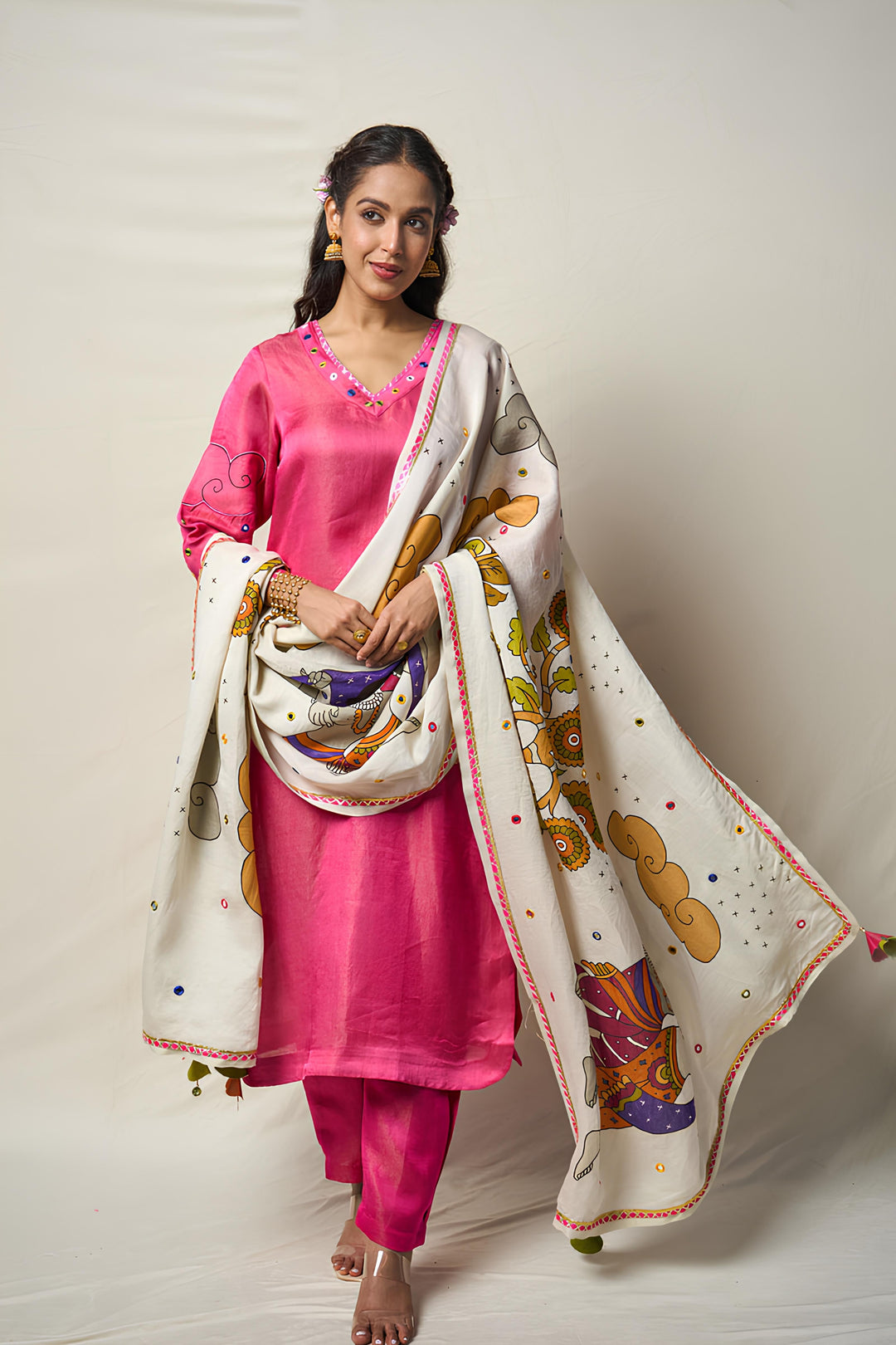 MEGHDOOT PINK KURTA + SALWAR ( SET OF 2) | SHOBITAM