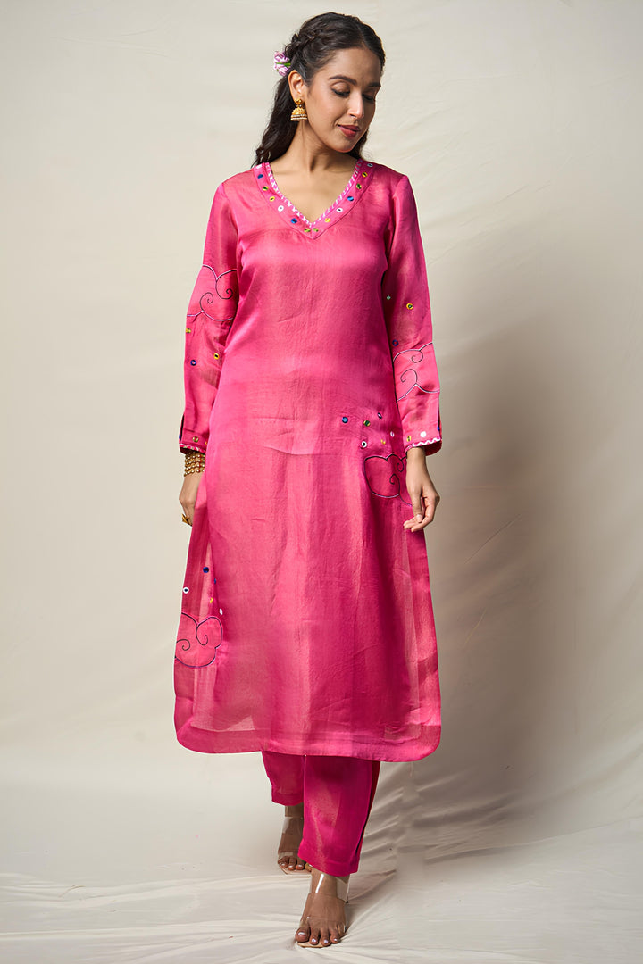 MEGHDOOT PINK KURTA + SALWAR ( SET OF 2) | SHOBITAM