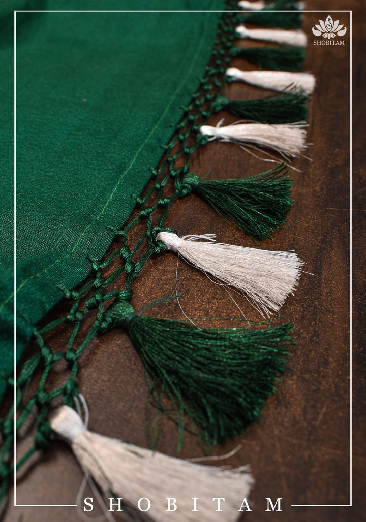 Exquisite Tussar Georgette Banarasi Saree with Meenakari Paithani Style Borders in Emerald Green | SILK MARK CERTIFIED