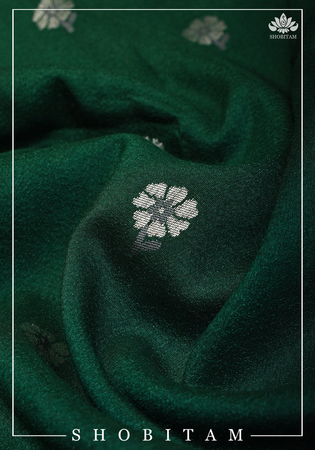 Exquisite Tussar Georgette Banarasi Saree with Meenakari Paithani Style Borders in Emerald Green | SILK MARK CERTIFIED