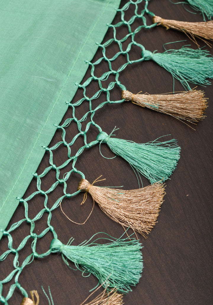 Banarasi Katan Silk Saree in Mint Green and Gold with Zari Motifs | SILK MARK CERTIFIED
