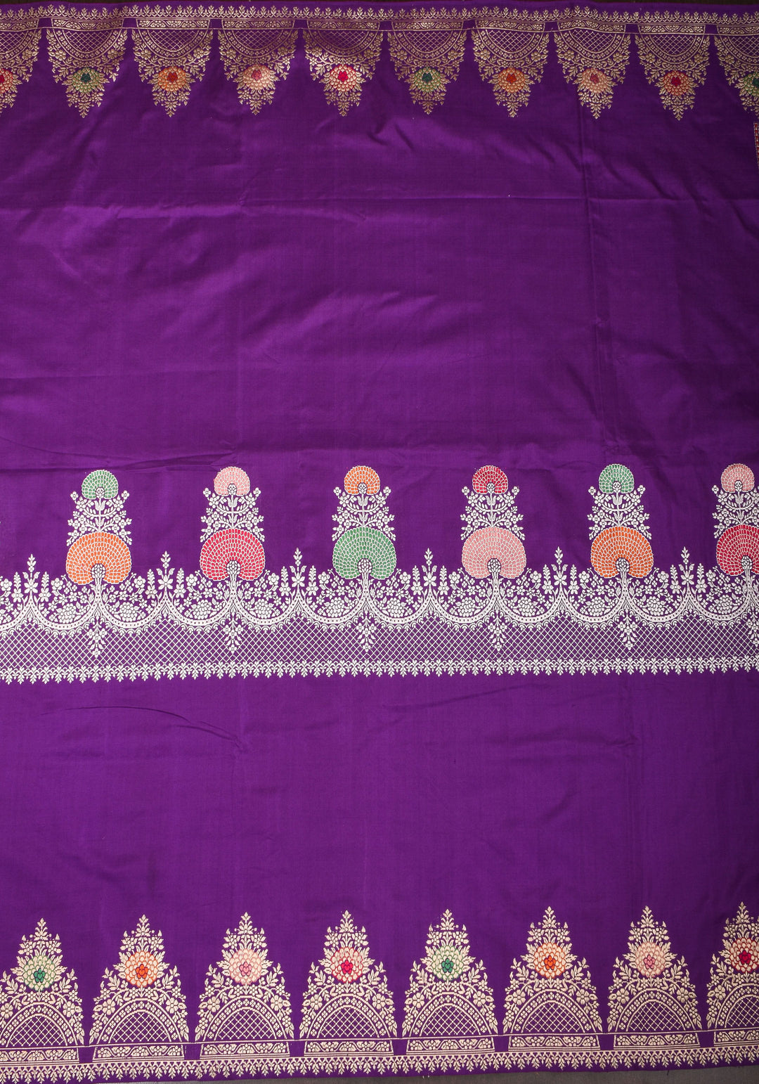 Purple Royal Meenakari Curvilinear Panel Banarasi Katan Silk Saree  | SILK MARK CERTIFIED