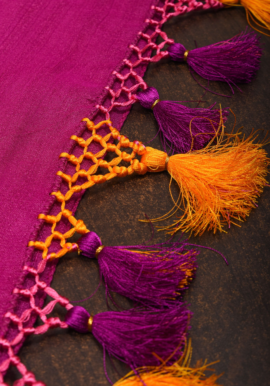 Exquisite Banarasi Tussar Georgette Saree in Magenta with Antique Tone Zari and Meenakari Highlights | SILK MARK CERTIFIED
