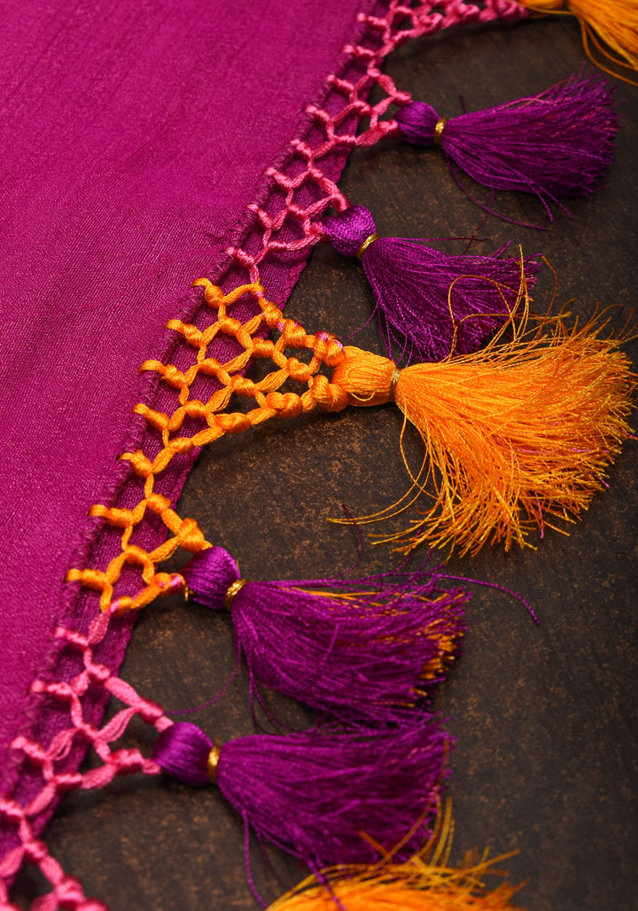 Exquisite Banarasi Tussar Georgette Saree in Magenta with Antique Tone Zari and Meenakari Highlights | SILK MARK CERTIFIED