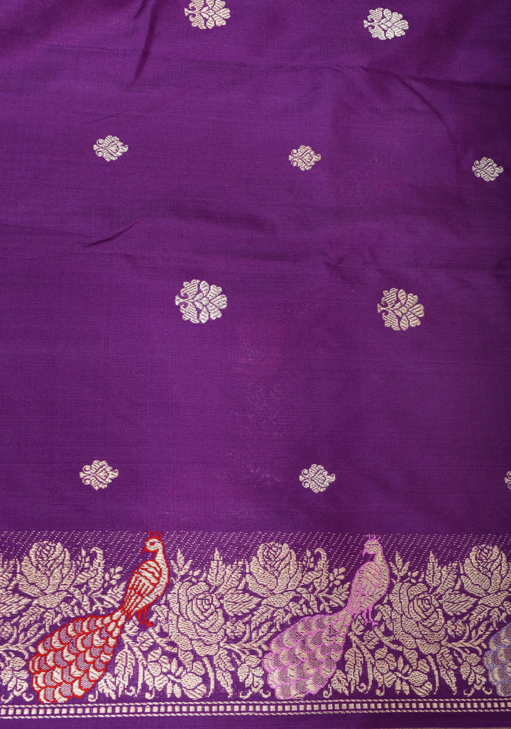 Purple Meenakari Banarasi Silk Saree  Shikaargah Leheria Jaal|CERTIFIED SILK