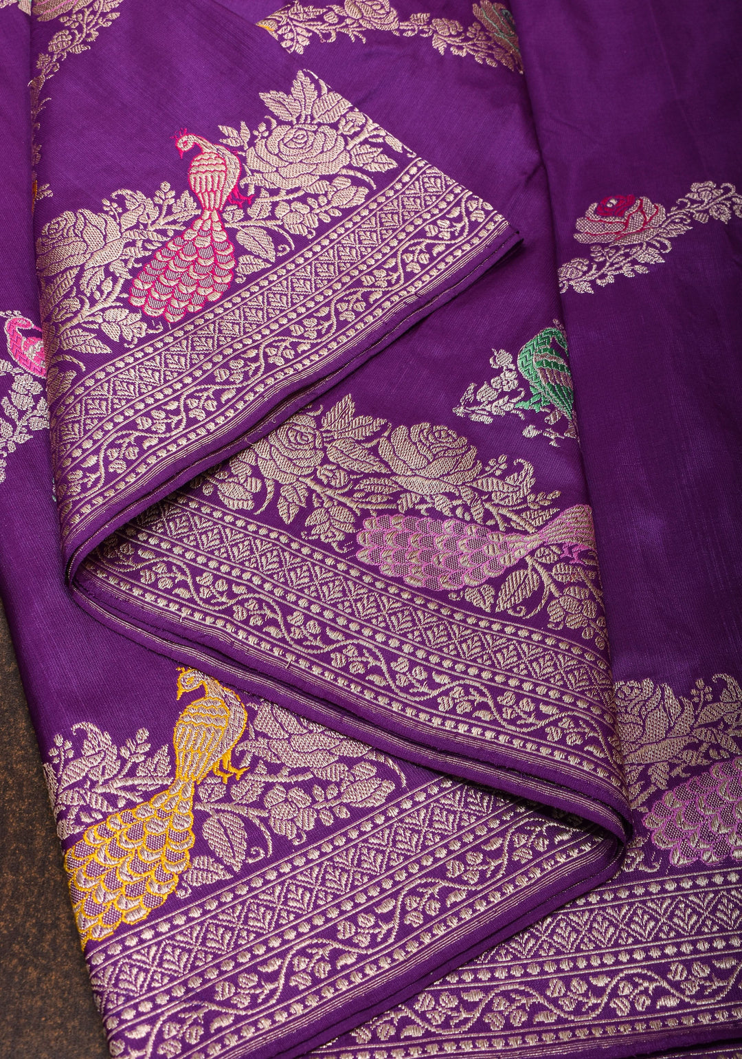 Purple Meenakari Banarasi Silk Saree  Shikaargah Leheria Jaal|CERTIFIED SILK