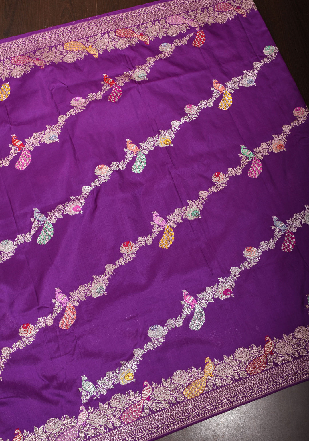 Purple Meenakari Banarasi Silk Saree  Shikaargah Leheria Jaal|CERTIFIED SILK