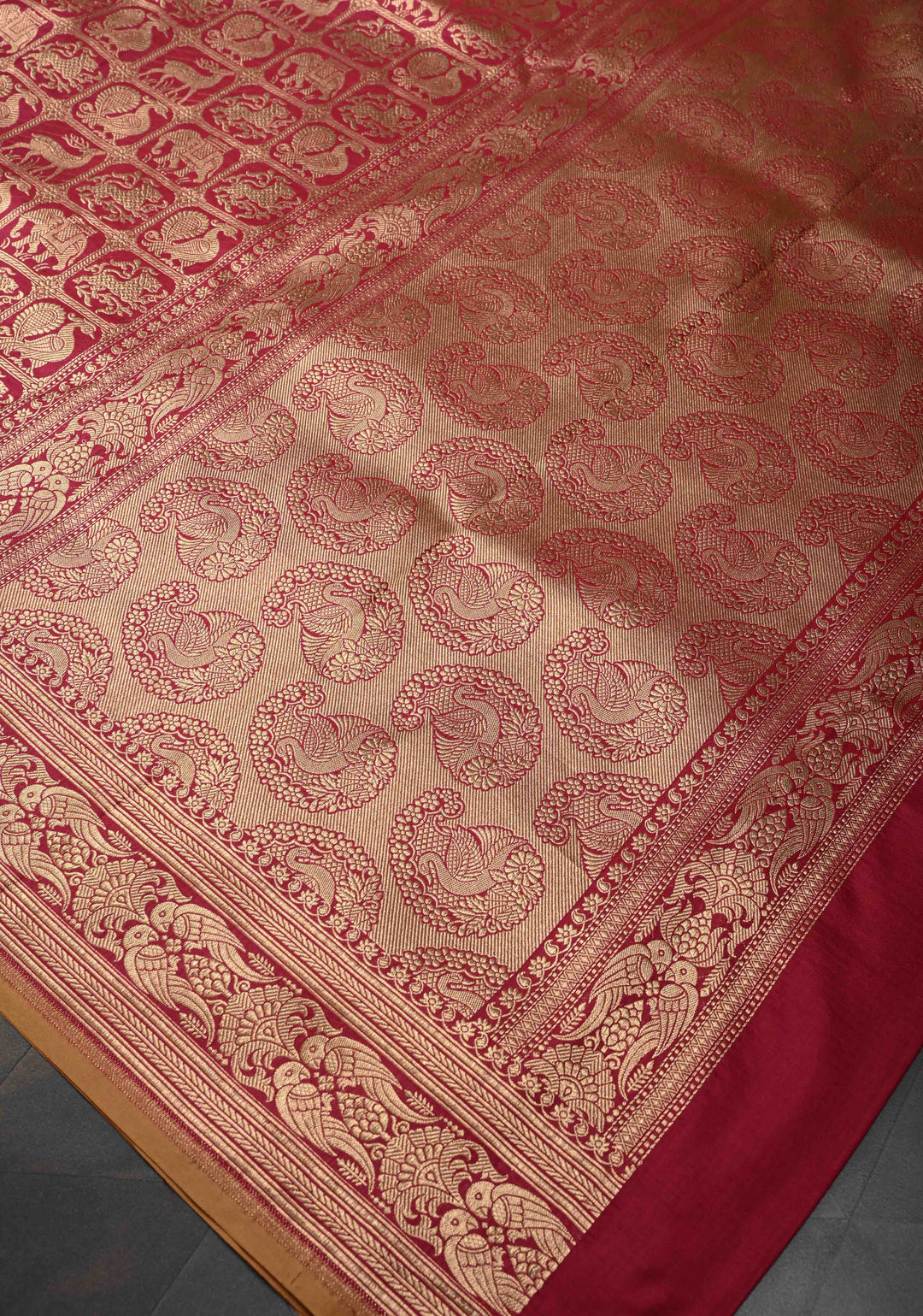 Maroon Pure Banarasi Katan Silk Saree with Shikaargah Patola Brocade and Zari Border | SILK MARK CERTIFIED