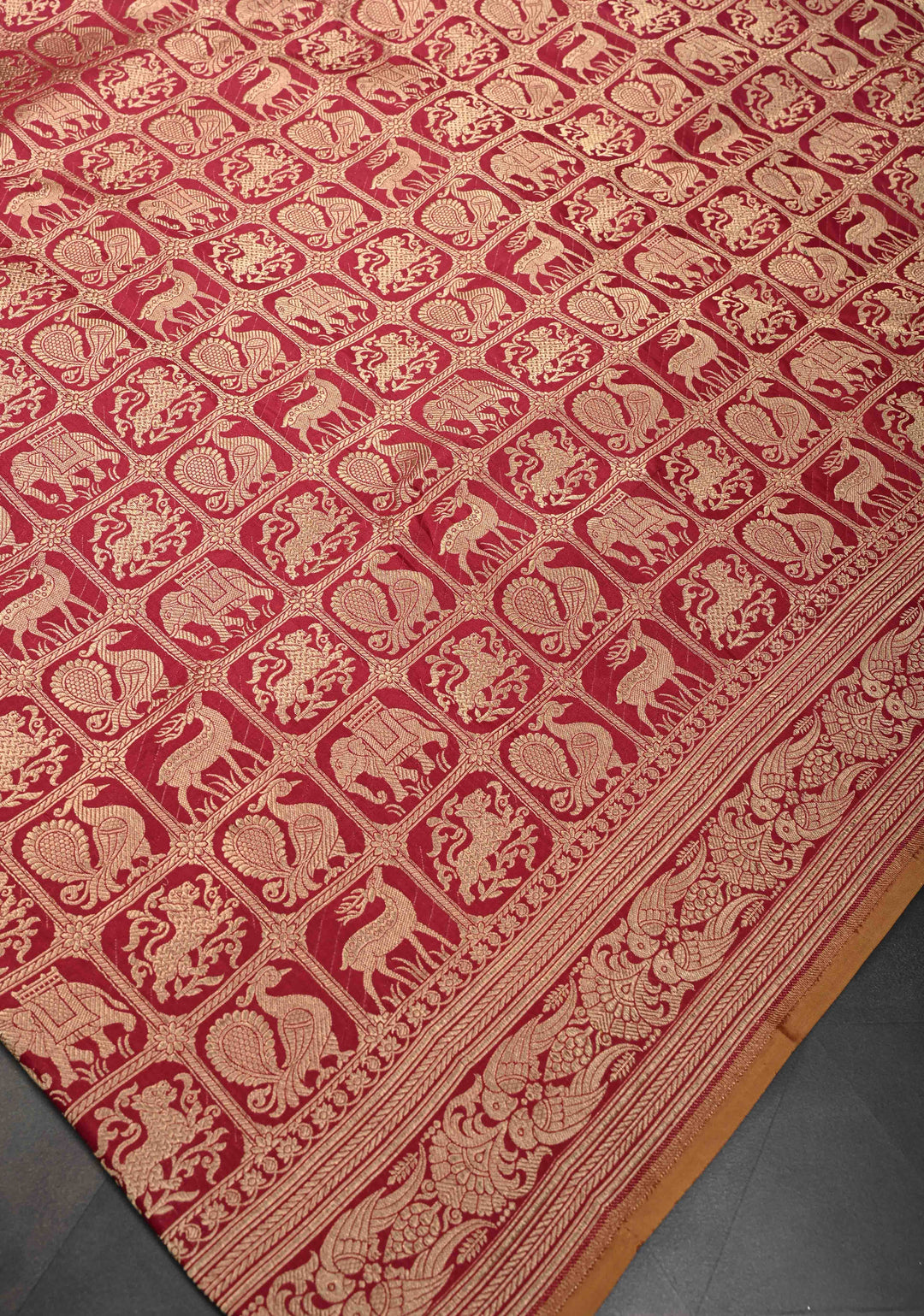 Maroon Pure Banarasi Katan Silk Saree with Shikaargah Patola Brocade and Zari Border | SILK MARK CERTIFIED