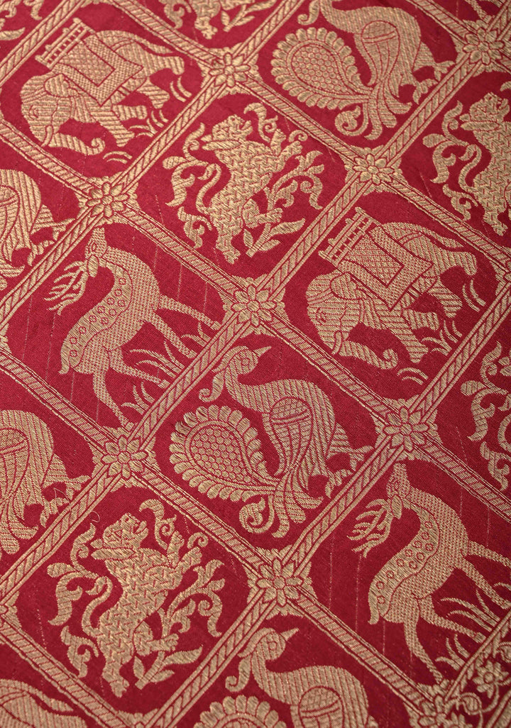 Maroon Pure Banarasi Katan Silk Saree with Shikaargah Patola Brocade and Zari Border | SILK MARK CERTIFIED