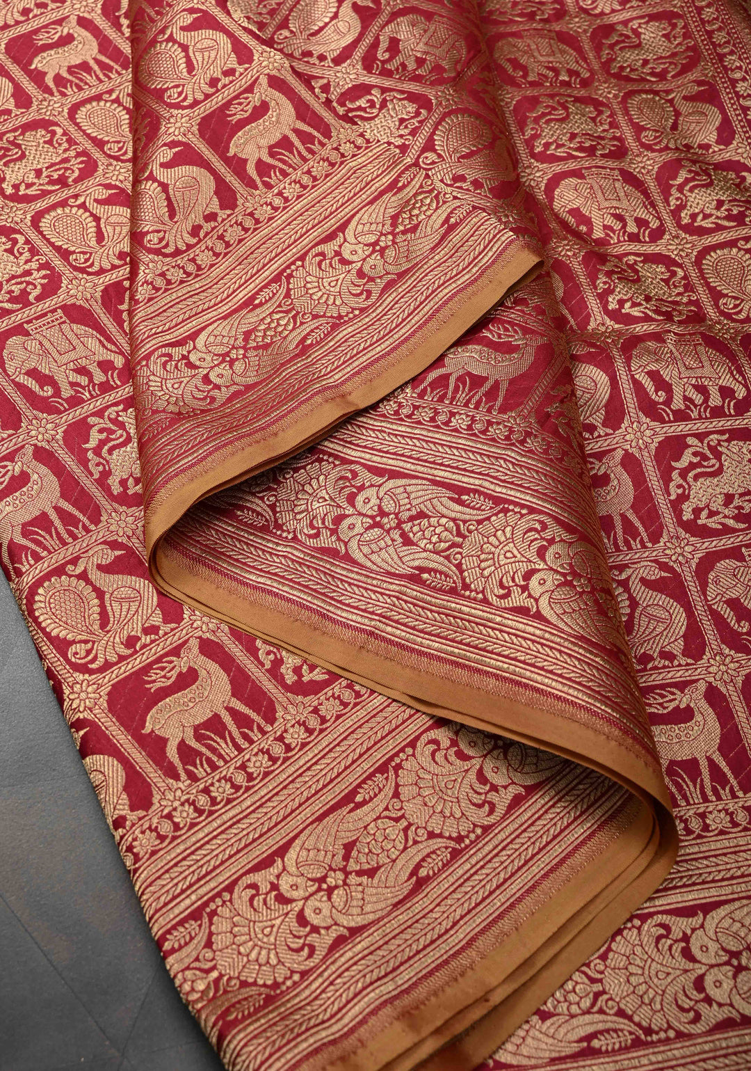 Maroon Pure Banarasi Katan Silk Saree with Shikaargah Patola Brocade and Zari Border | SILK MARK CERTIFIED