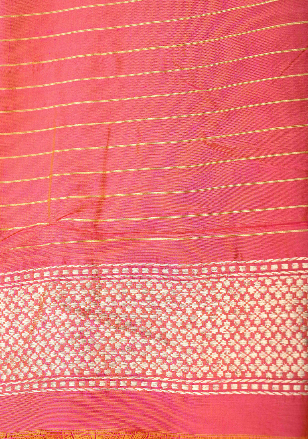 Rani Pink Dual tone Banarasi Pure Katan Silk Saree with Sona Rupa Buttas and Kadhuwa Meenakari Jaal on Skirt Border| SILK MARK CERTIFIED