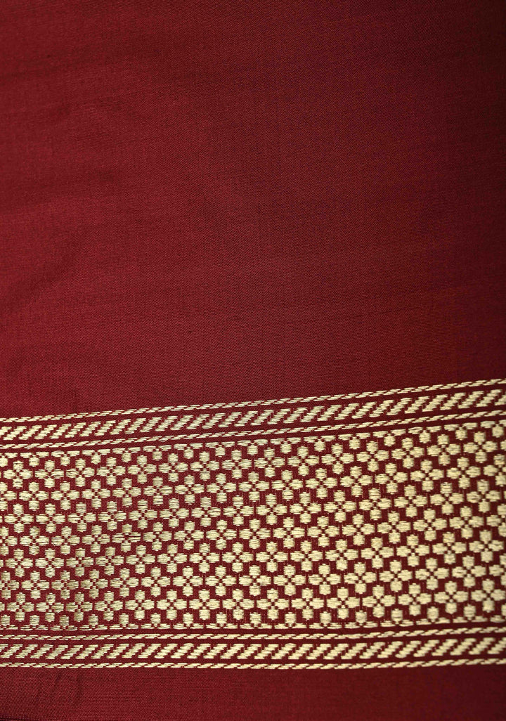 Chocolate Brown Banarasi Pure Katan Silk Saree with Zari Detailing and Meenakari Ornate Scallop Border| SILK MARK CERTIFIED