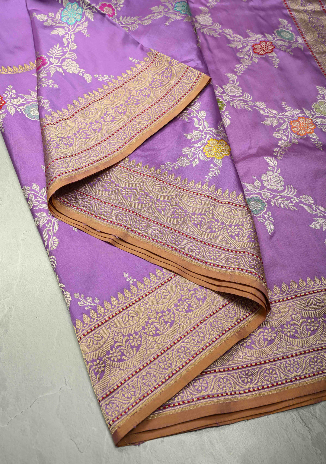 Lilac Kadhuwa Jungla Jaal on Pure Banarasi Katan silk saree with Zari Buttas and Zari Border   | SILK MARK CERTIFIED