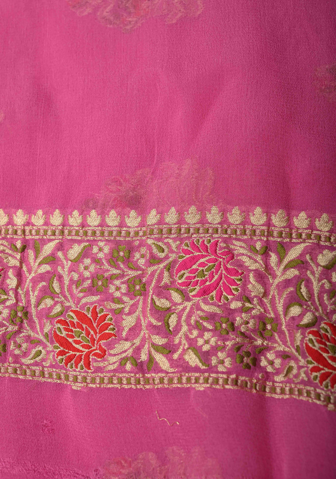 Thistle Banarasi georgette silk saree with Persian design Meenakari floral Butta with Ornate Border | SILK MARK CERTIFIED