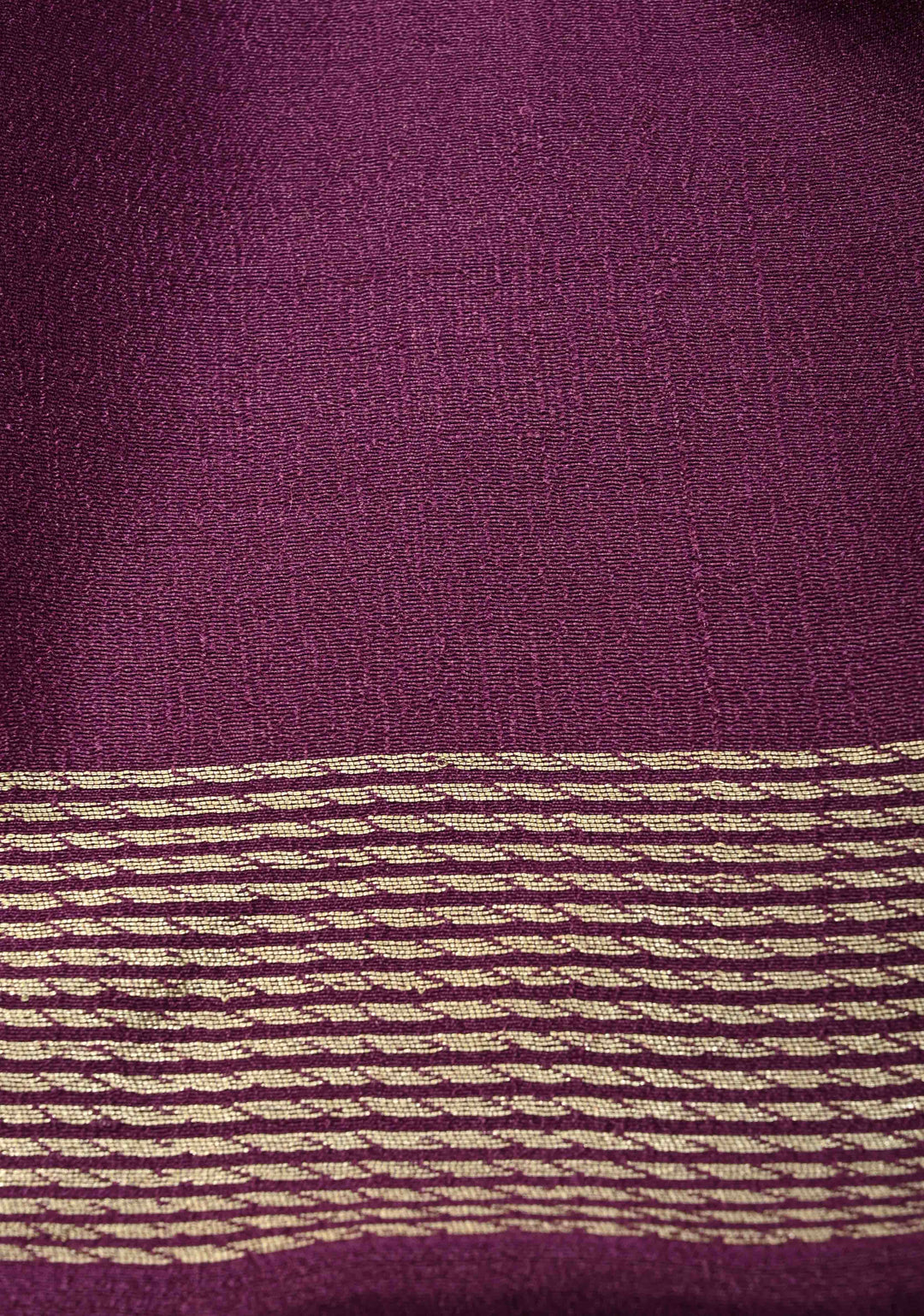 Purple Floral Design on Banarasi  Tussar Georgette Saree with Zari Buttas and Zari Border | SILK MARK CERTIFIED